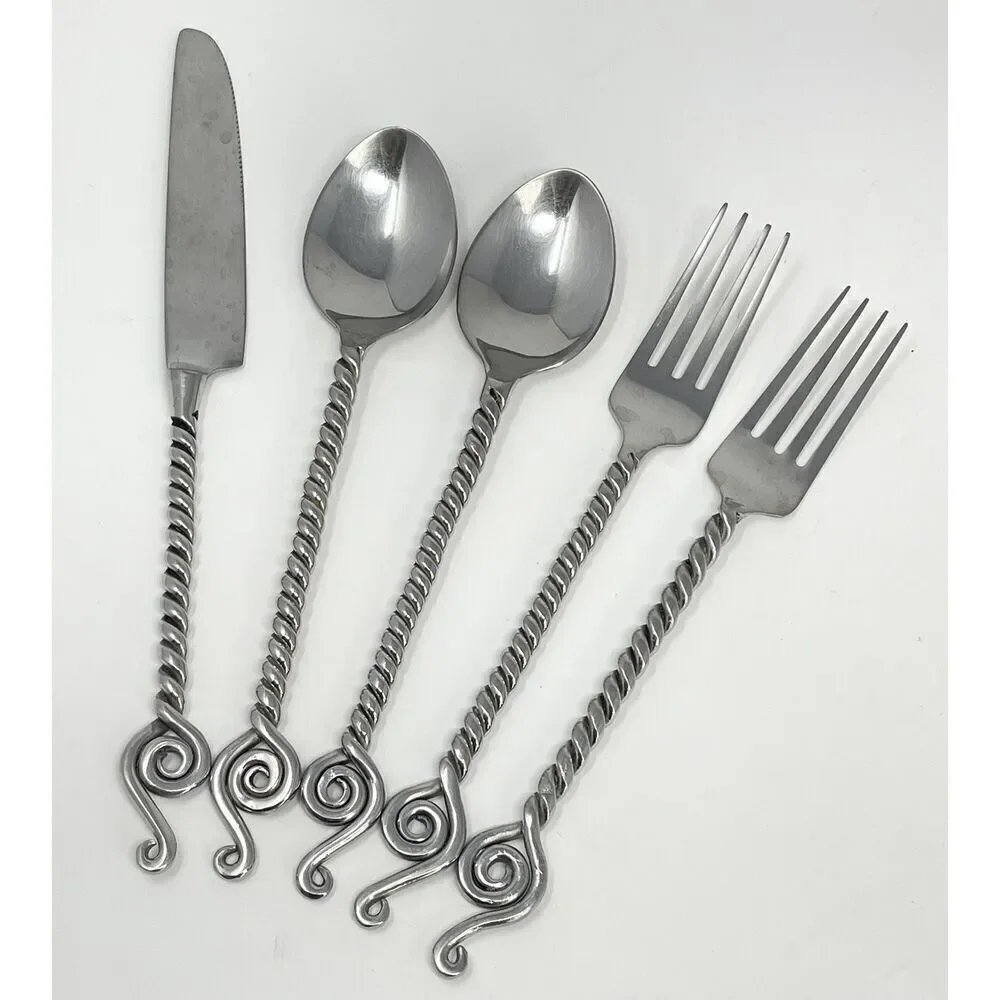 World Market Maroc Twist 1 Dinner Knife 2 Dinner Forks 2 Dinner Spoons Set Of 5